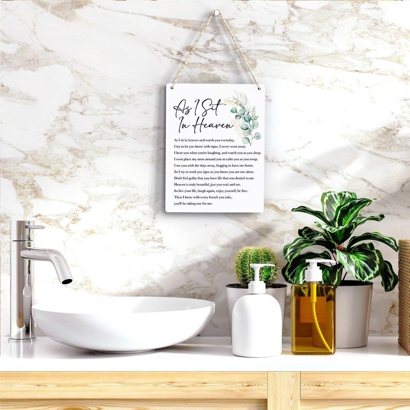 BELLOWDEER Inspirational Decor As I Sit In Heaven Christian Gifts Bible Verse Wall Art Scripture Wooden Hanging Sign for Modern Home Office Bathroom Bedroom Wall Art Decoration 8 x 10 Inches - Image 5